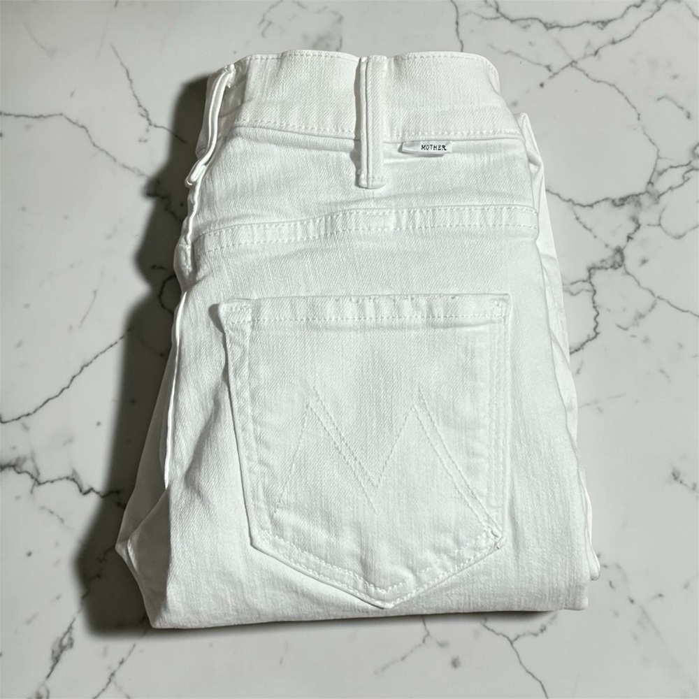 Mother Hustler Ankle Fray Jeans Womens 24 Fairest Of Them All White HR Flare